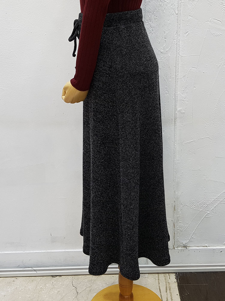 Ribbon Banding Knit Flare Skirt Daily Look Long sk