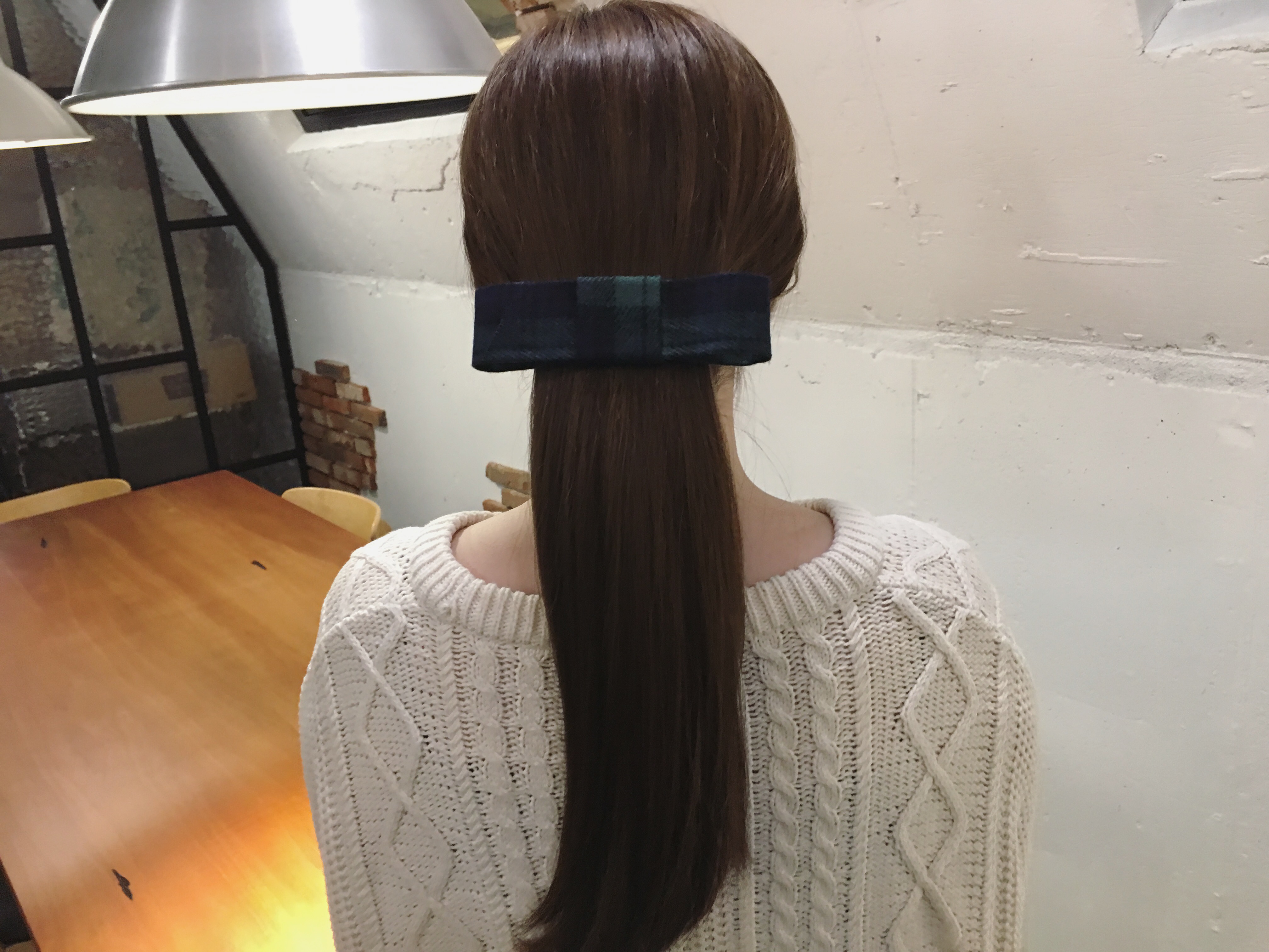 Hair Accessories Green check wool ribbon pin Handm