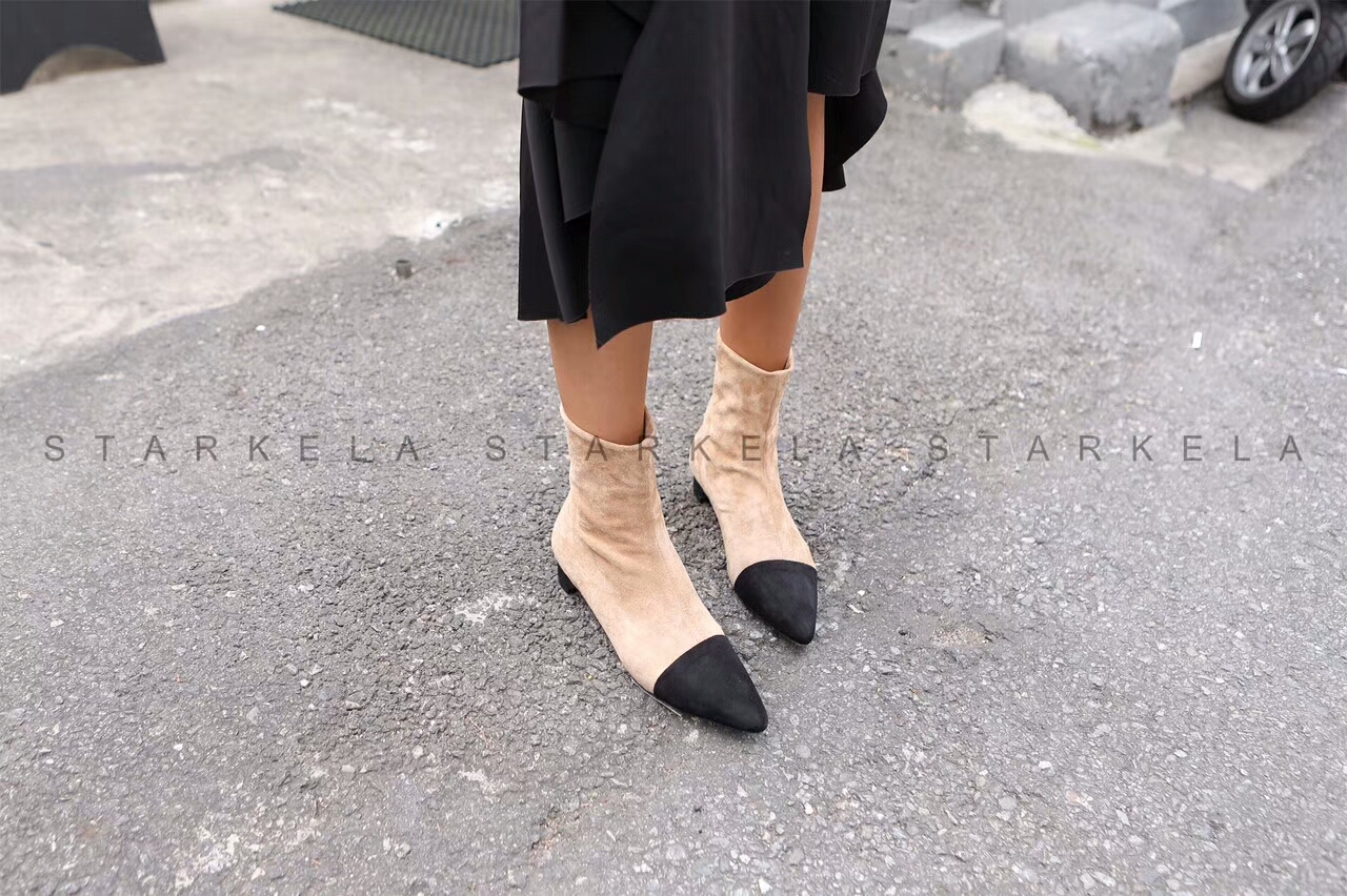 Basic Stiletto Knit Angle Boots 30s Women's Fas