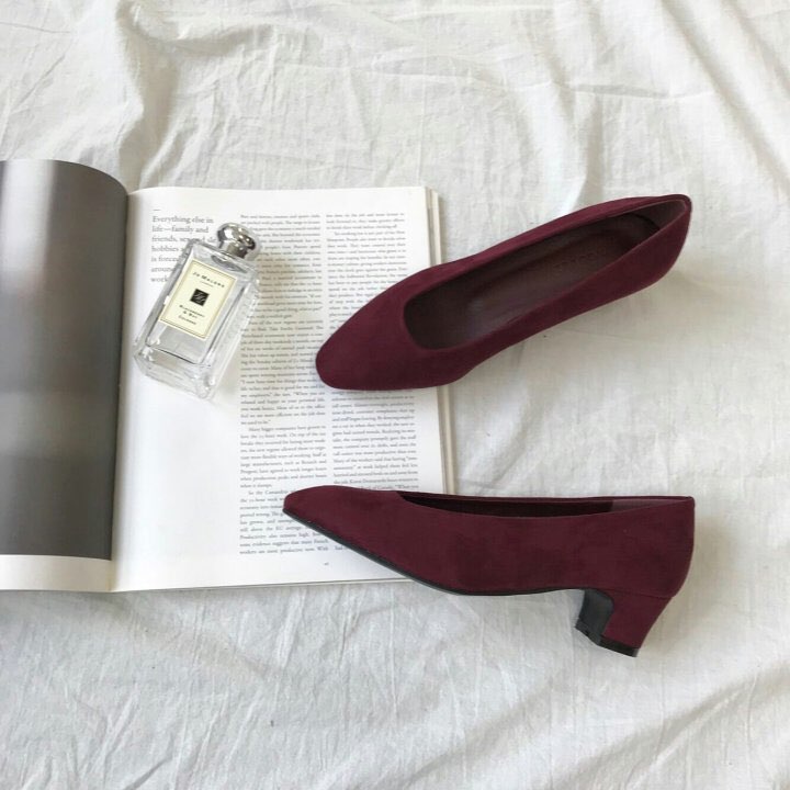 Retro Mood Tongue Middle Heel Pumps 5cm Shoes Keat