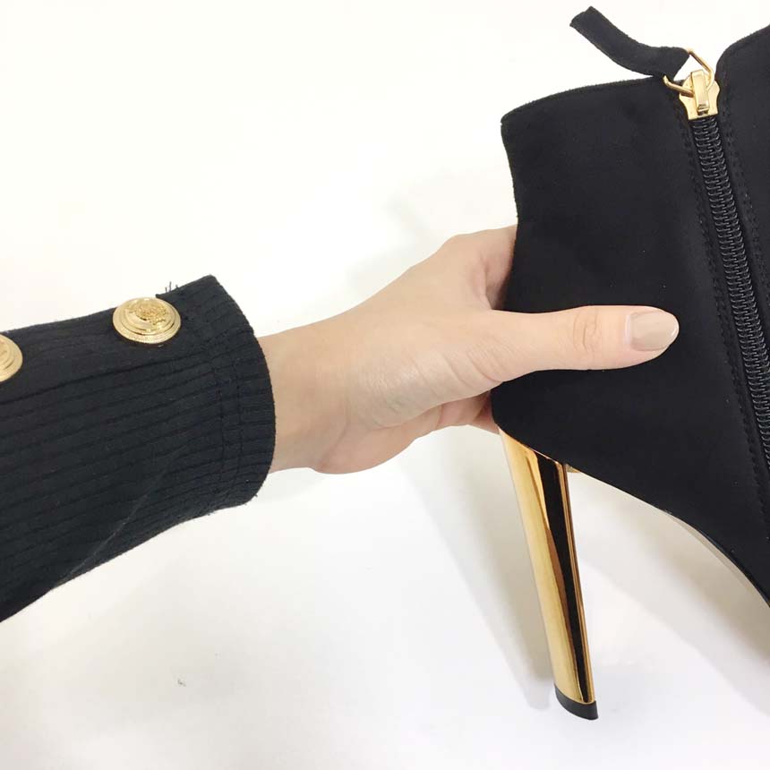 Gold Sheep Angle Boots Leather Suede Women's An