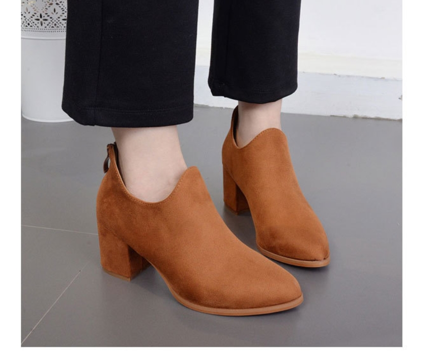 SB39_ imported brown black suede angle boots, 5.5 