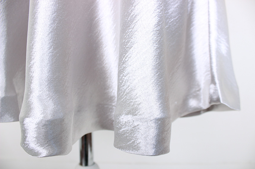 Silk Satin Flare Long Skirt Blue, Silver, Hepburn 