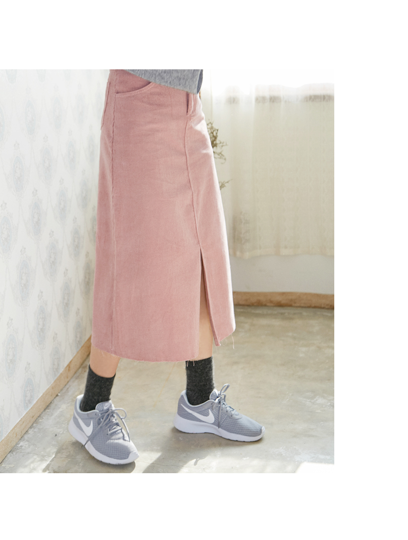 Skirt a line corduroy skirt Golden long high waist