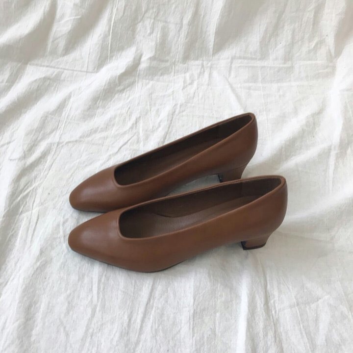 Retro Mood Tongue Middle Heel Pumps 5cm Shoes Keat