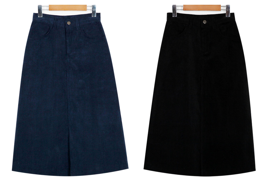 Skirt a line corduroy skirt Golden long high waist