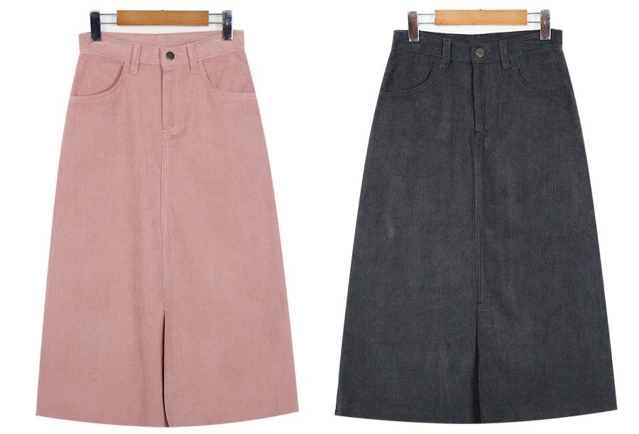 Skirt a line corduroy skirt Golden long high waist