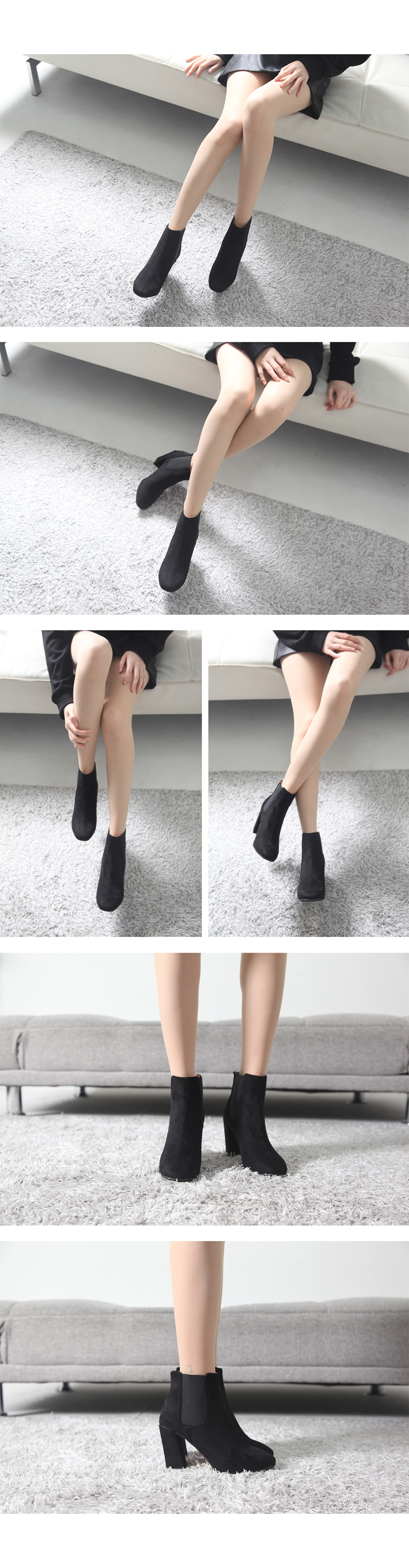 Chelsea Ankle Boots Heels Suede Women's Tongue 