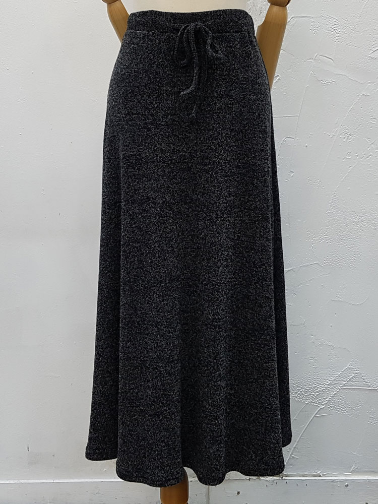 Ribbon Banding Knit Flare Skirt Daily Look Long sk