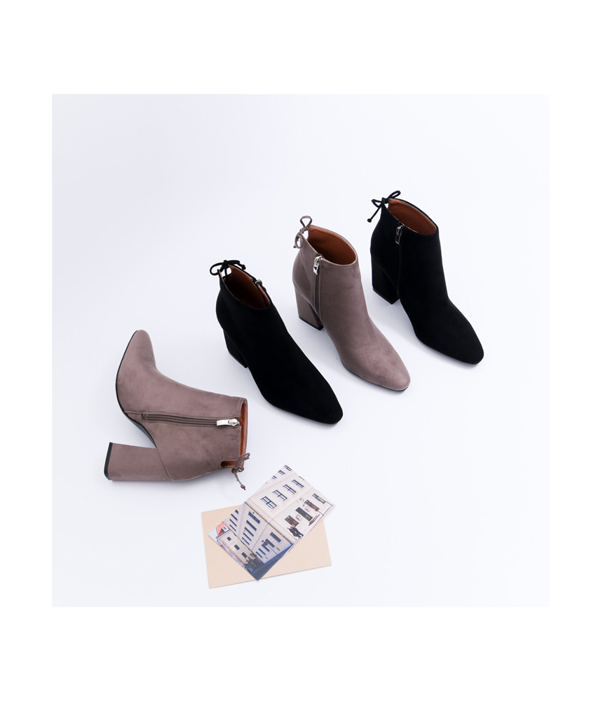 Suede Ankle Boots Heel Women's Tongue Angle Fee