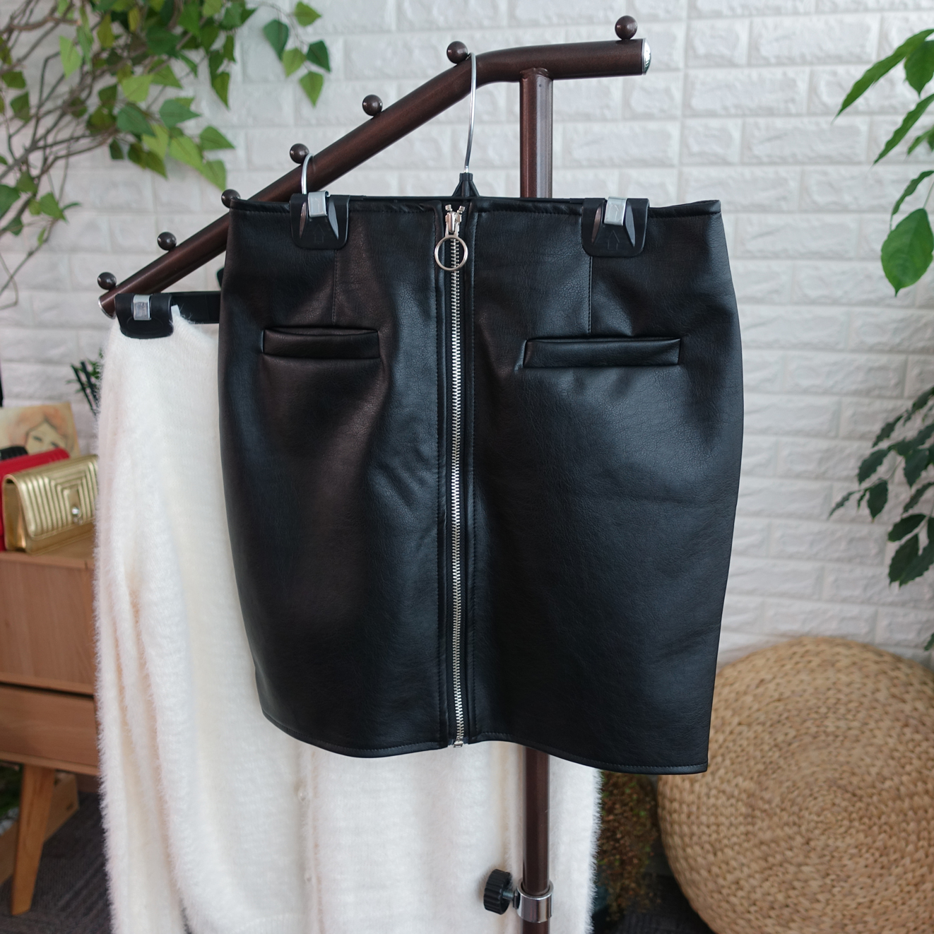 Ring Zipper Leather Mini Skirt Halloween Party Sex