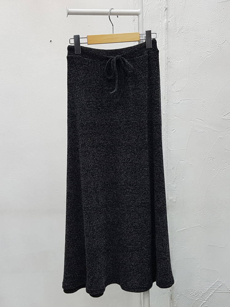Ribbon Banding Knit Flare Skirt Daily Look Long sk