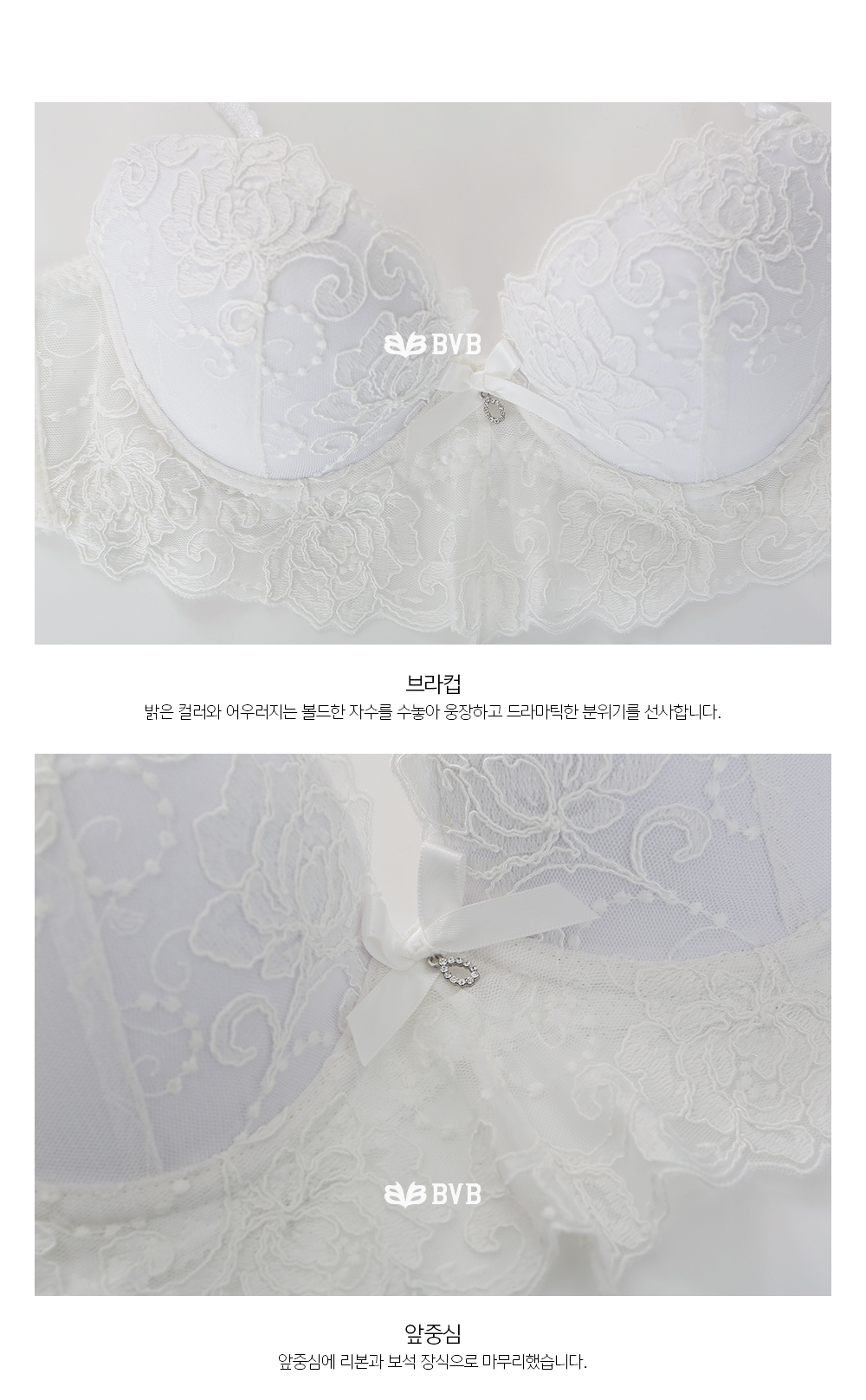 Ivory lace embroidery point bra panties set full o