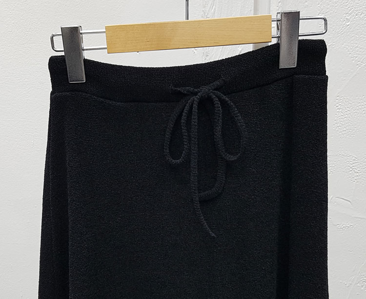 Ribbon Banding Knit Flare Skirt Daily Look Long sk