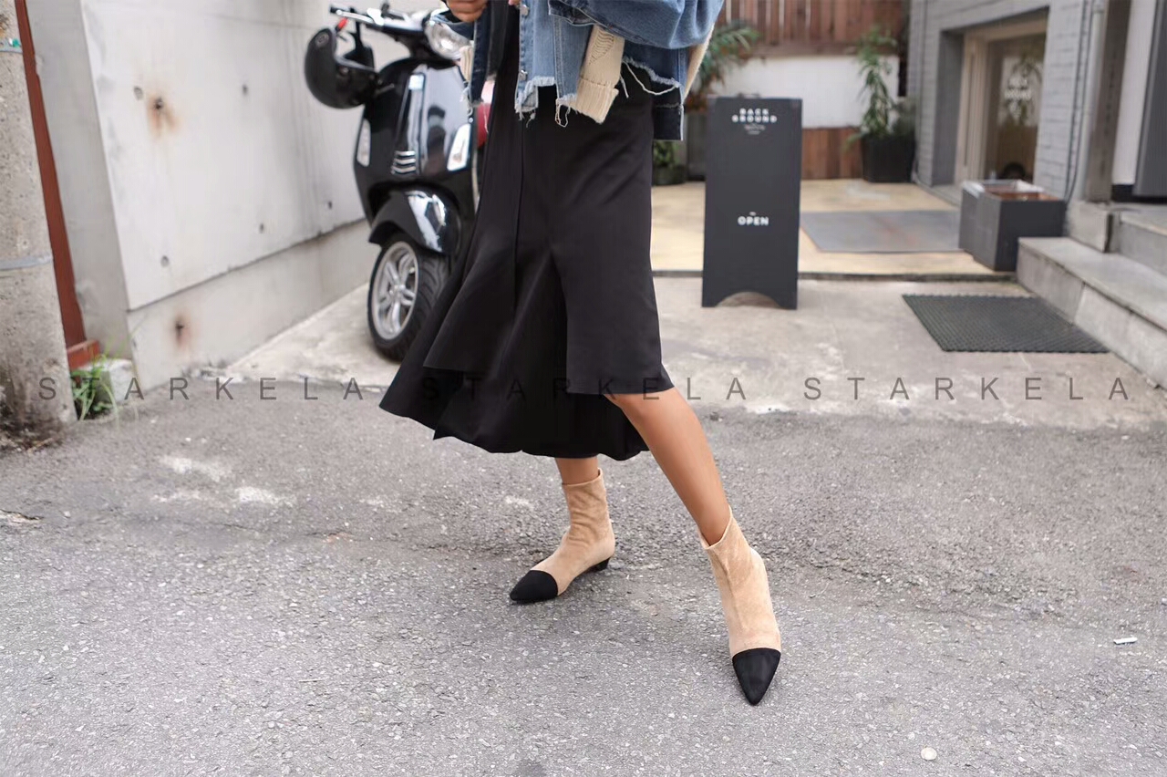 Basic Stiletto Knit Angle Boots 30s Women's Fas