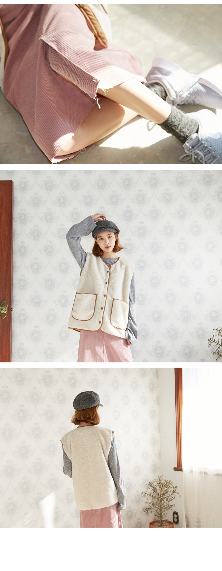 Skirt a line corduroy skirt Golden long high waist