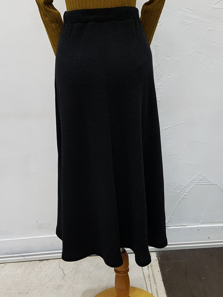 Ribbon Banding Knit Flare Skirt Daily Look Long sk
