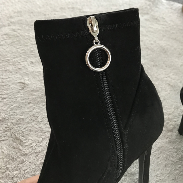 Suede Stiletto Zipper Socks Angle Boots Heel 10CM 