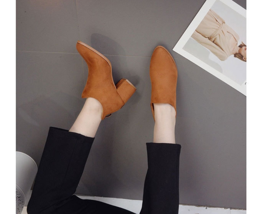 SB39_ imported brown black suede angle boots, 5.5 