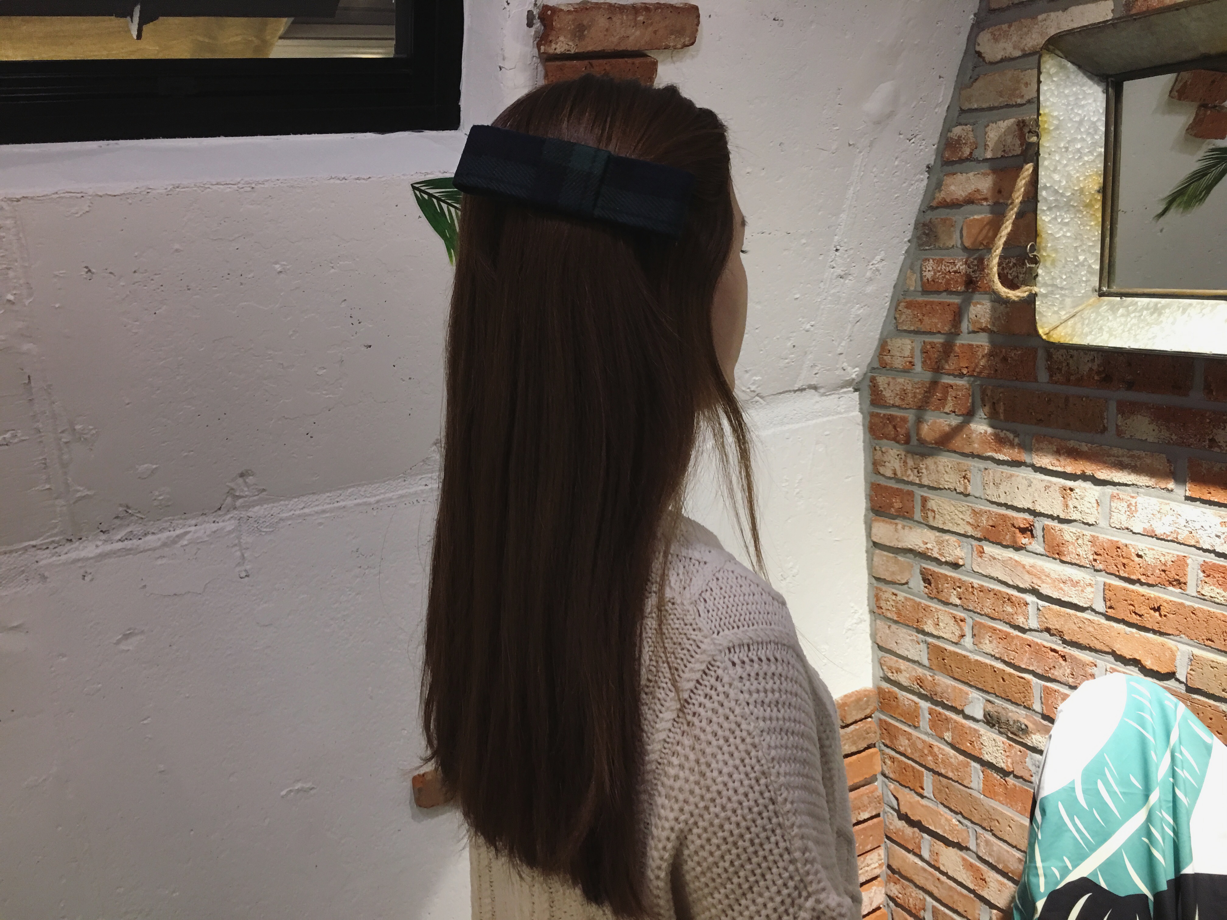 Hair Accessories Green check wool ribbon pin Handm