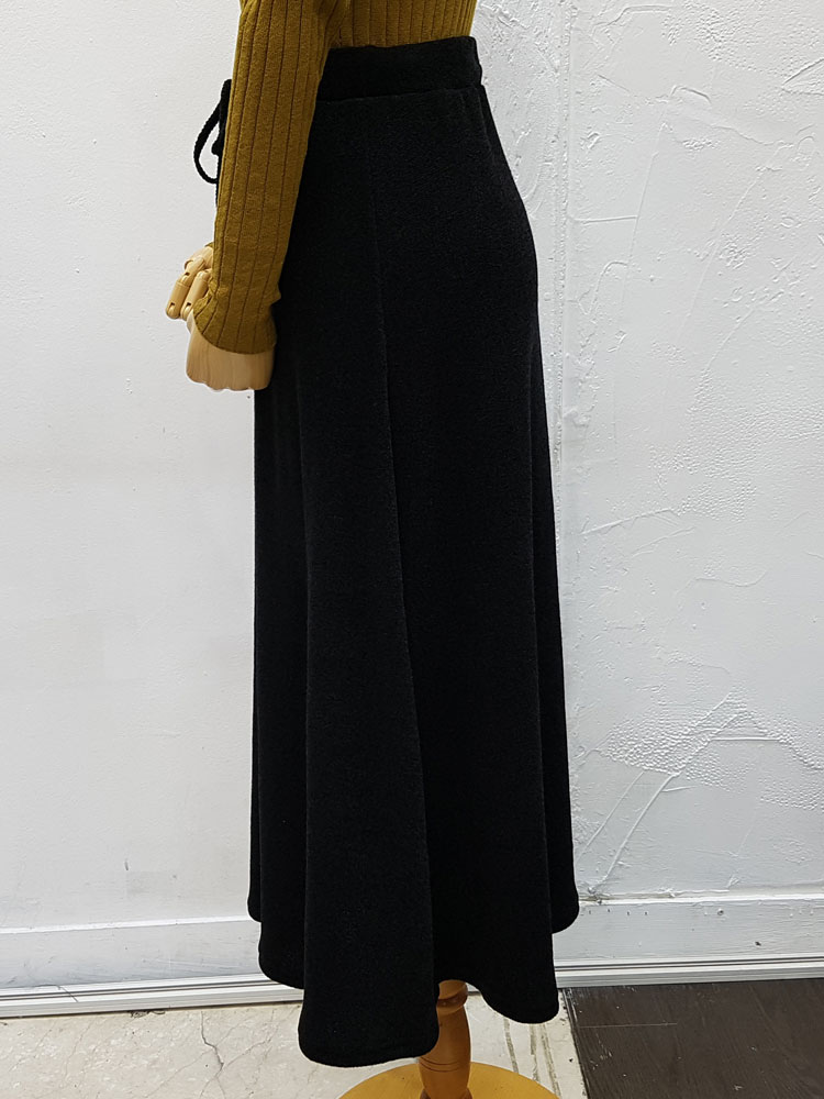 Ribbon Banding Knit Flare Skirt Daily Look Long sk