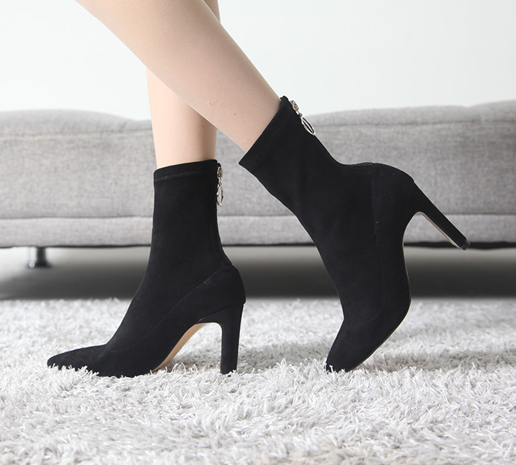 Fleur Rouge Suede Span Sax Angle Boots 9cm Ankle 2