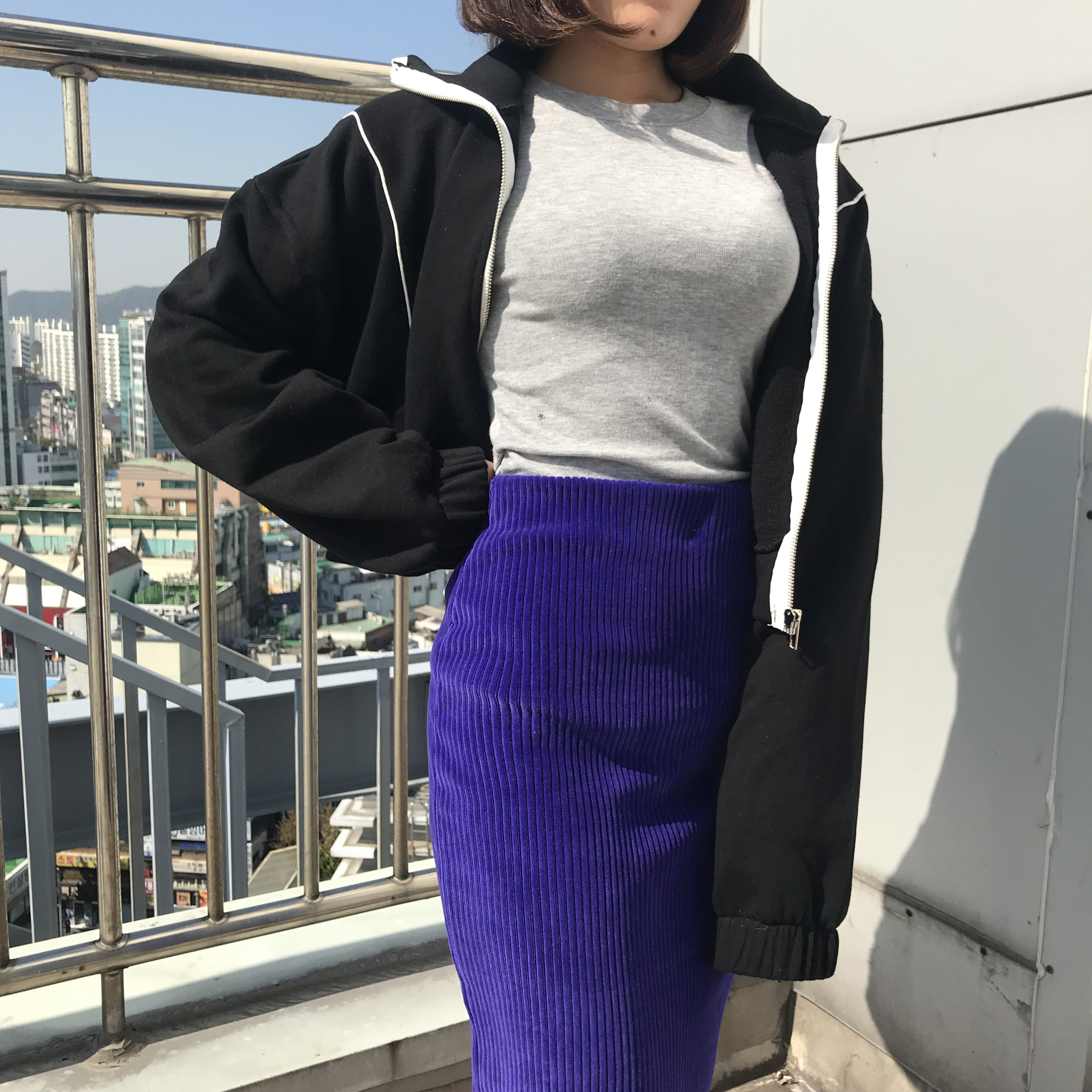 Velvet Corrugated H Line Long Skirt Unique Bending