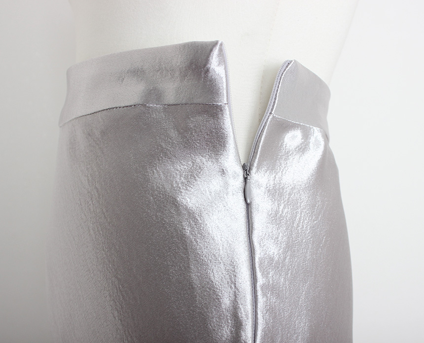 Silk Satin Flare Long Skirt Blue, Silver, Hepburn 