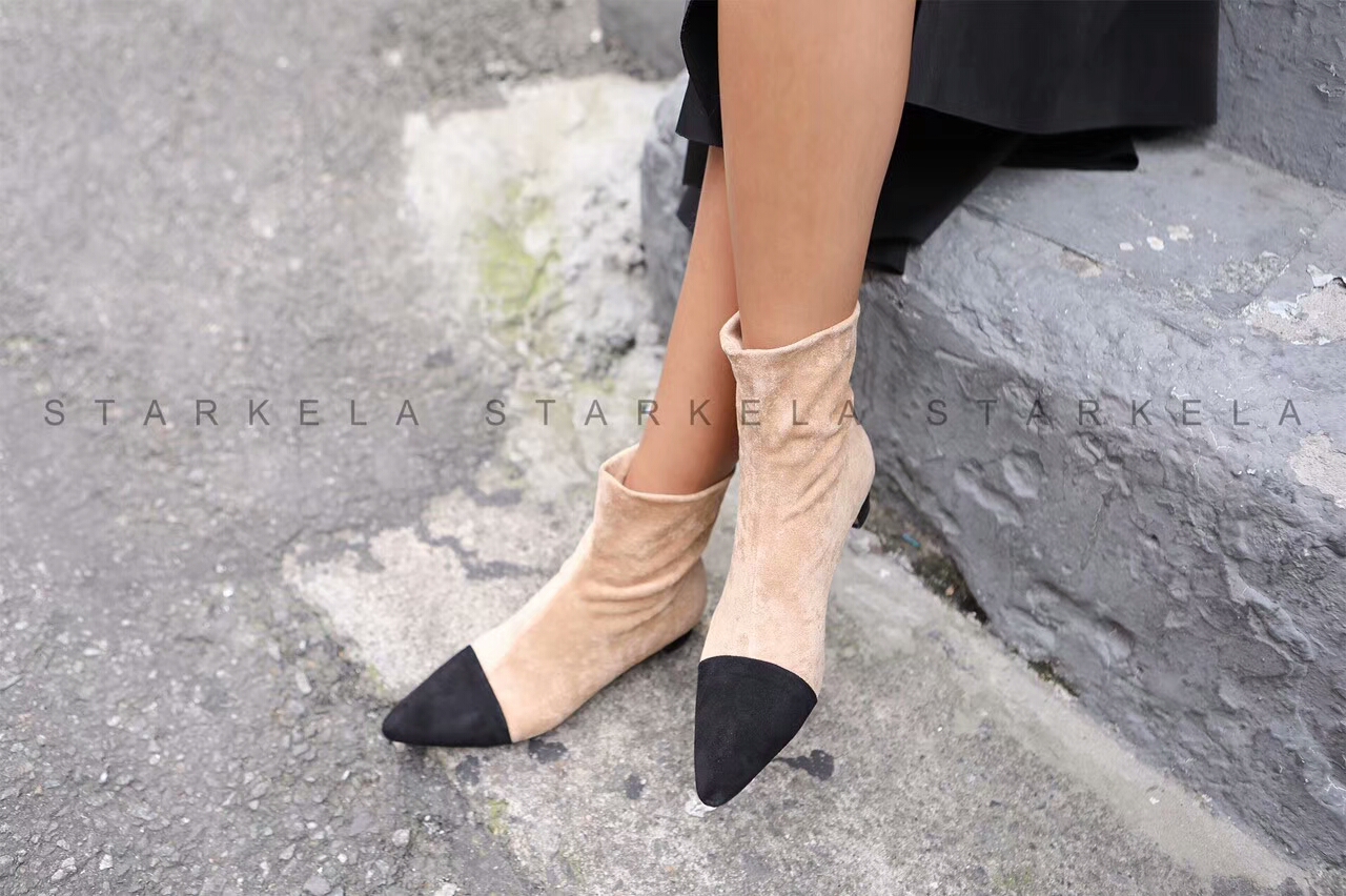 Basic Stiletto Knit Angle Boots 30s Women's Fas