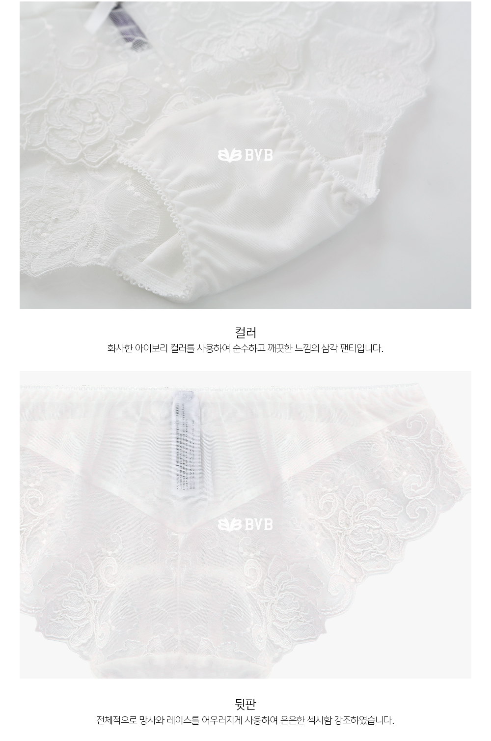 Ivory lace embroidery point bra panties set full o