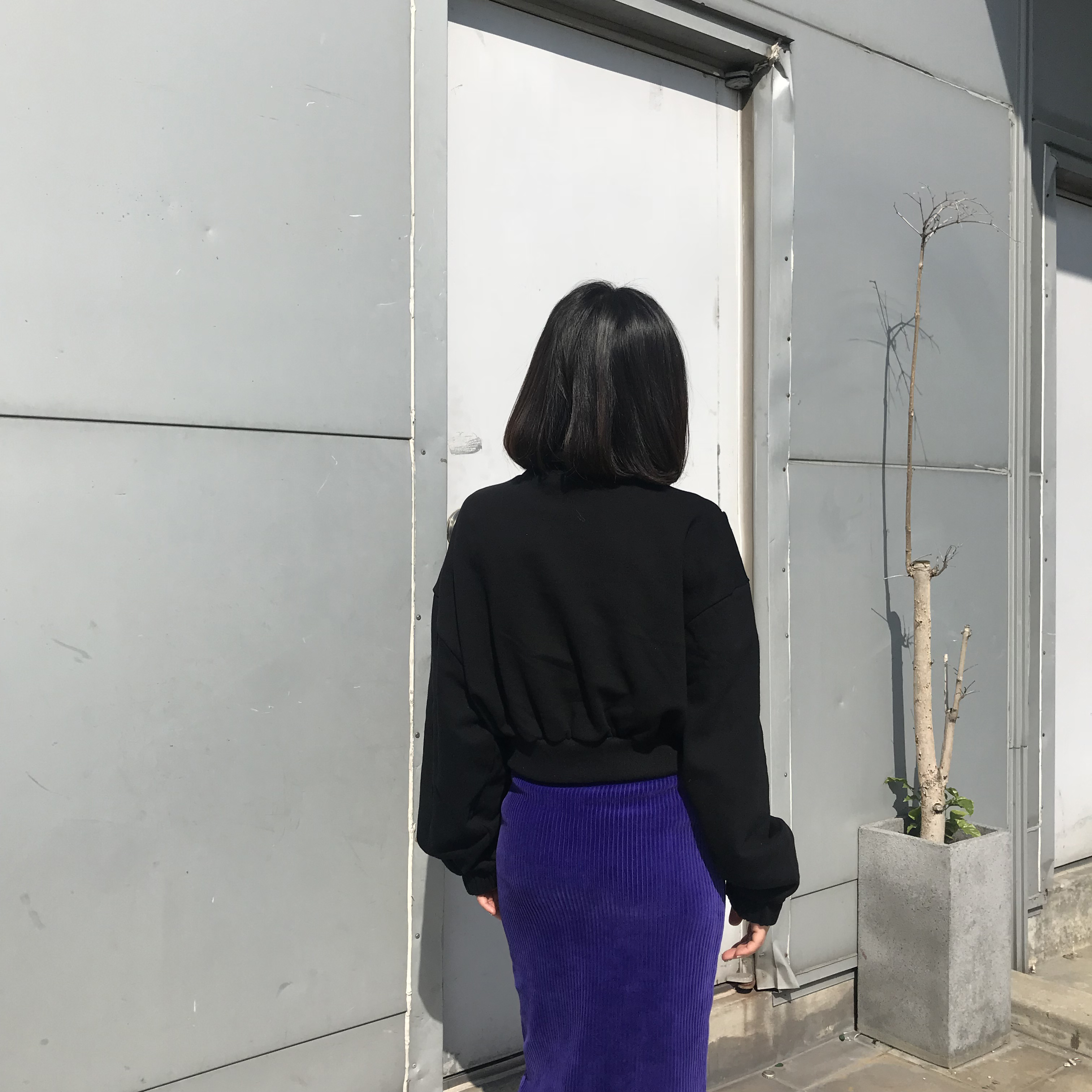 Velvet Corrugated H Line Long Skirt Unique Bending