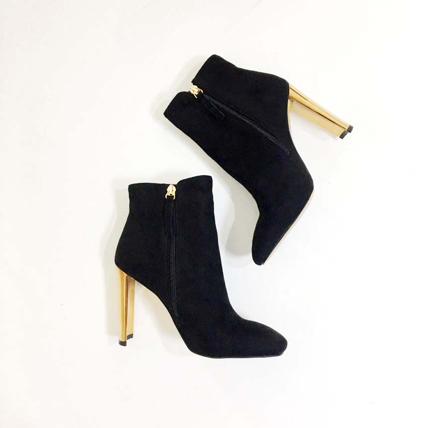 Gold Sheep Angle Boots Leather Suede Women's An