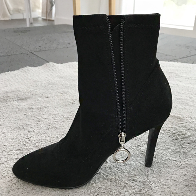 Suede Stiletto Zipper Socks Angle Boots Heel 10CM 