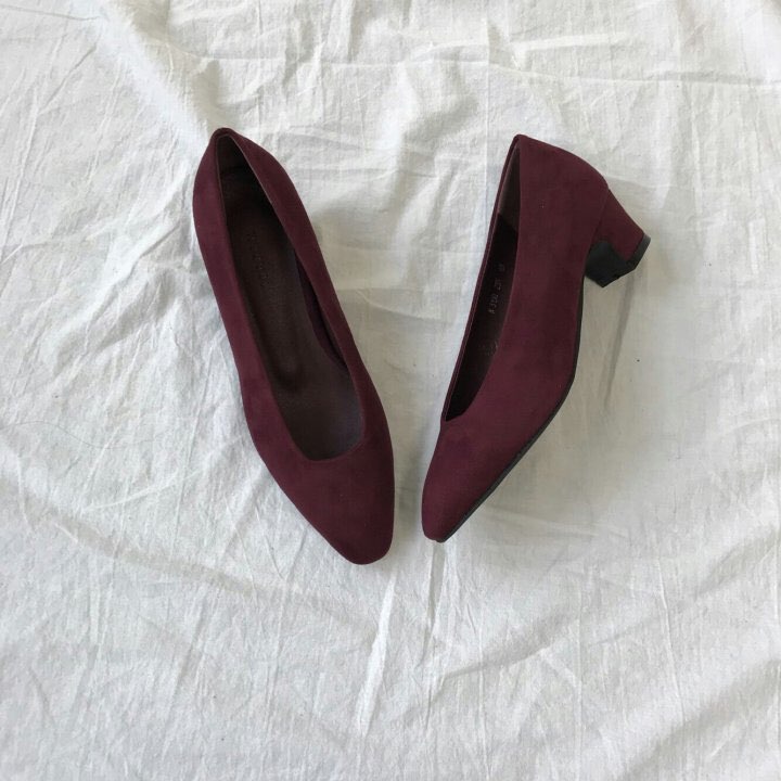 Retro Mood Tongue Middle Heel Pumps 5cm Shoes Keat