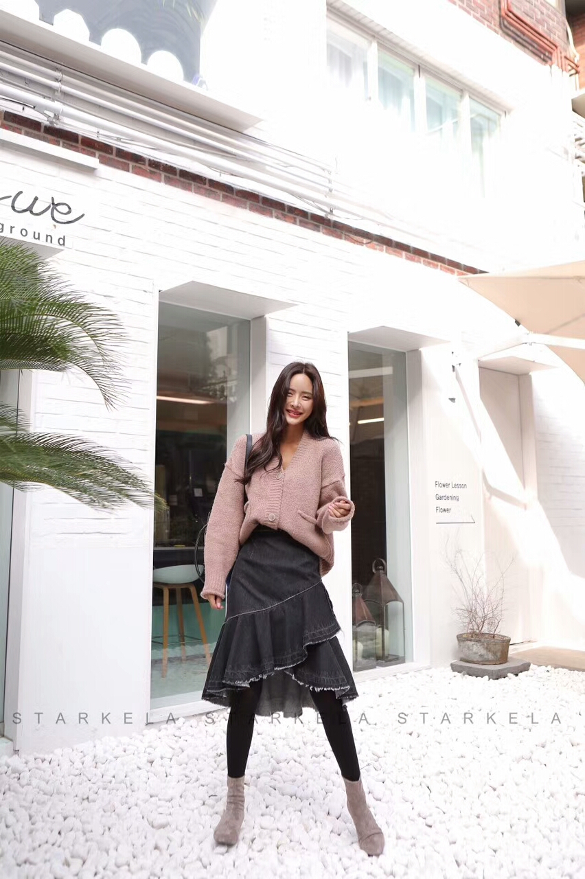 Basic Stiletto Knit Angle Boots 30s Women's Fas