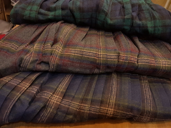 Out of stock vintage check wool pleated long skirt