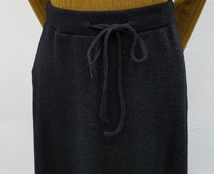 Ribbon Banding Knit Flare Skirt Daily Look Long sk