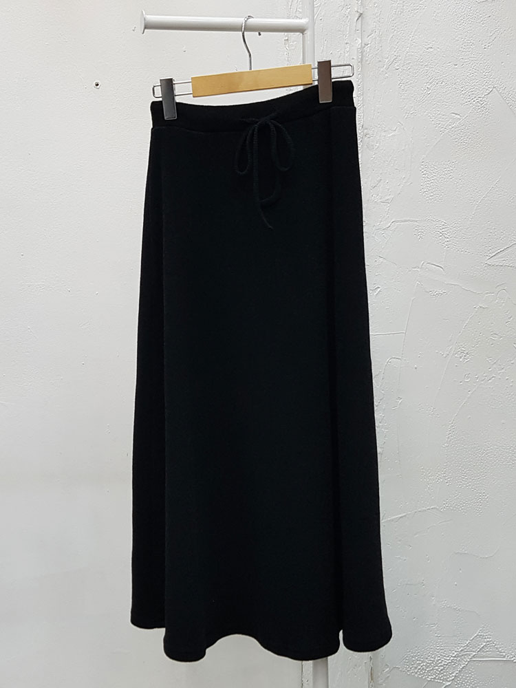 Ribbon Banding Knit Flare Skirt Daily Look Long sk