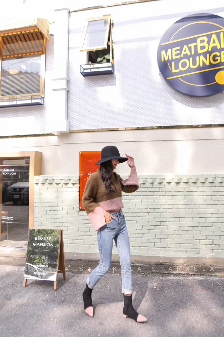 Basic Stiletto Knit Angle Boots 30s Women's Fas