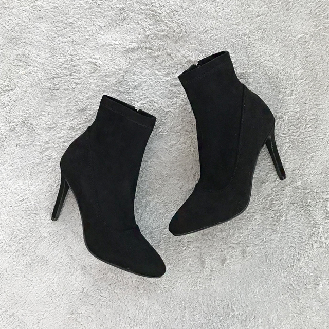 Suede Stiletto Zipper Socks Angle Boots Heel 10CM 