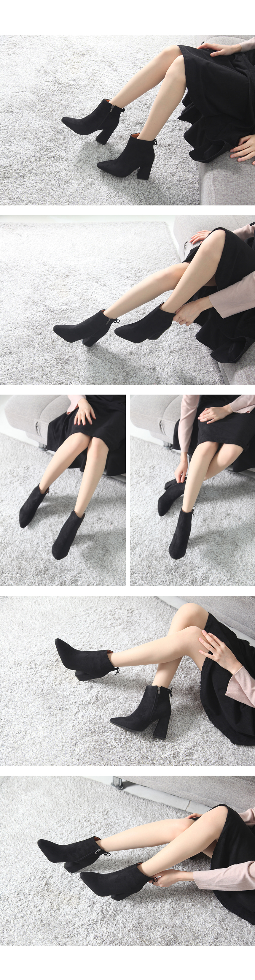 Suede Ankle Boots Heel Women's Tongue Angle Fee