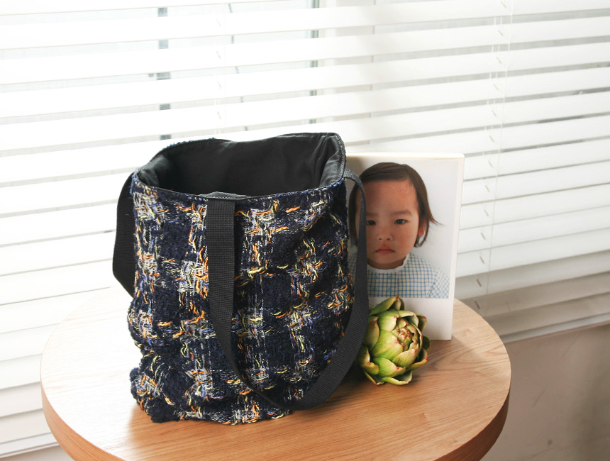 Navy Tweed Check Eco Bag Unusual Shoulder Bag Clot