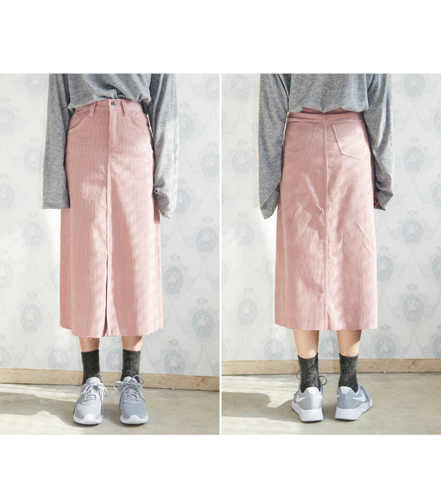 Skirt a line corduroy skirt Golden long high waist