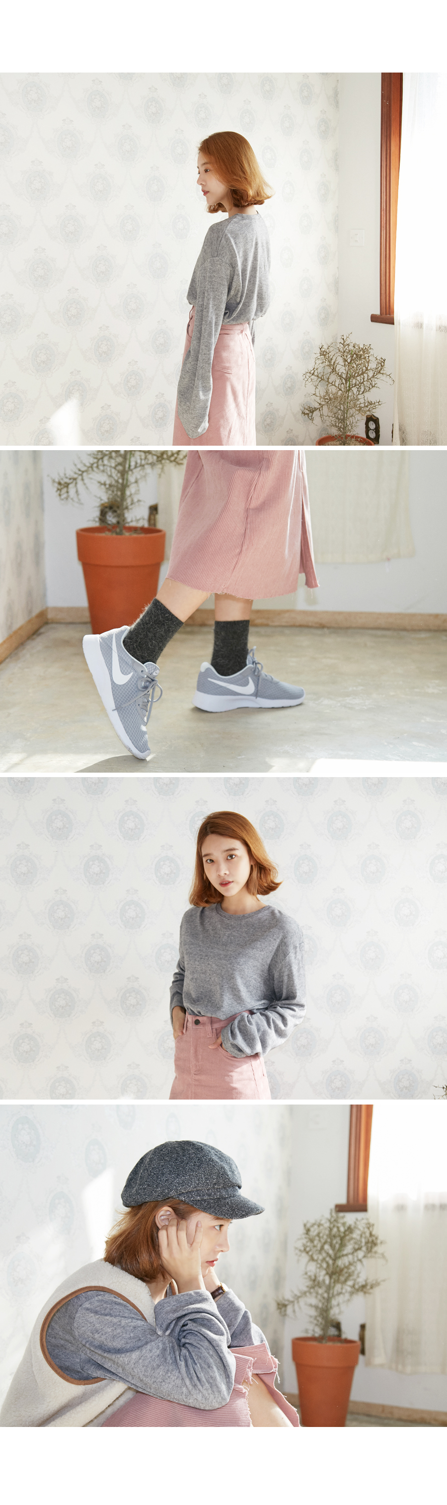 Skirt a line corduroy skirt Golden long high waist