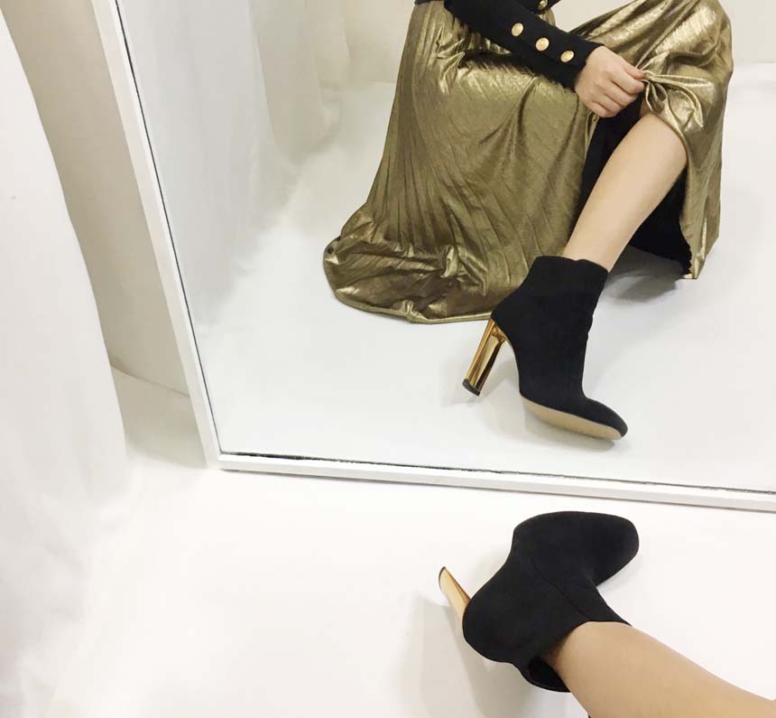 Gold Sheep Angle Boots Leather Suede Women's An