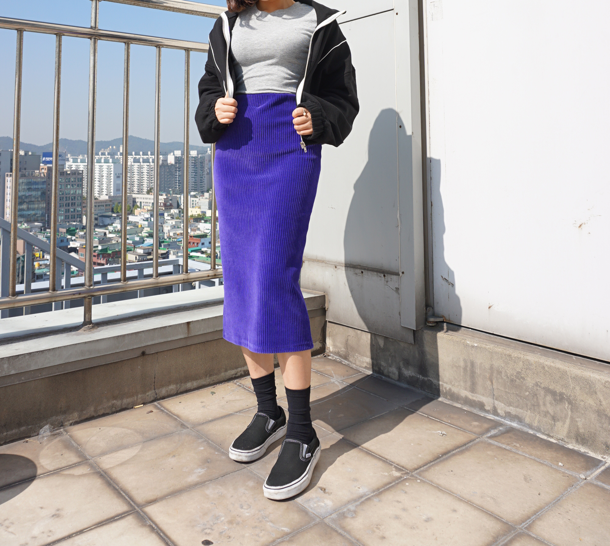 Velvet Corrugated H Line Long Skirt Unique Bending