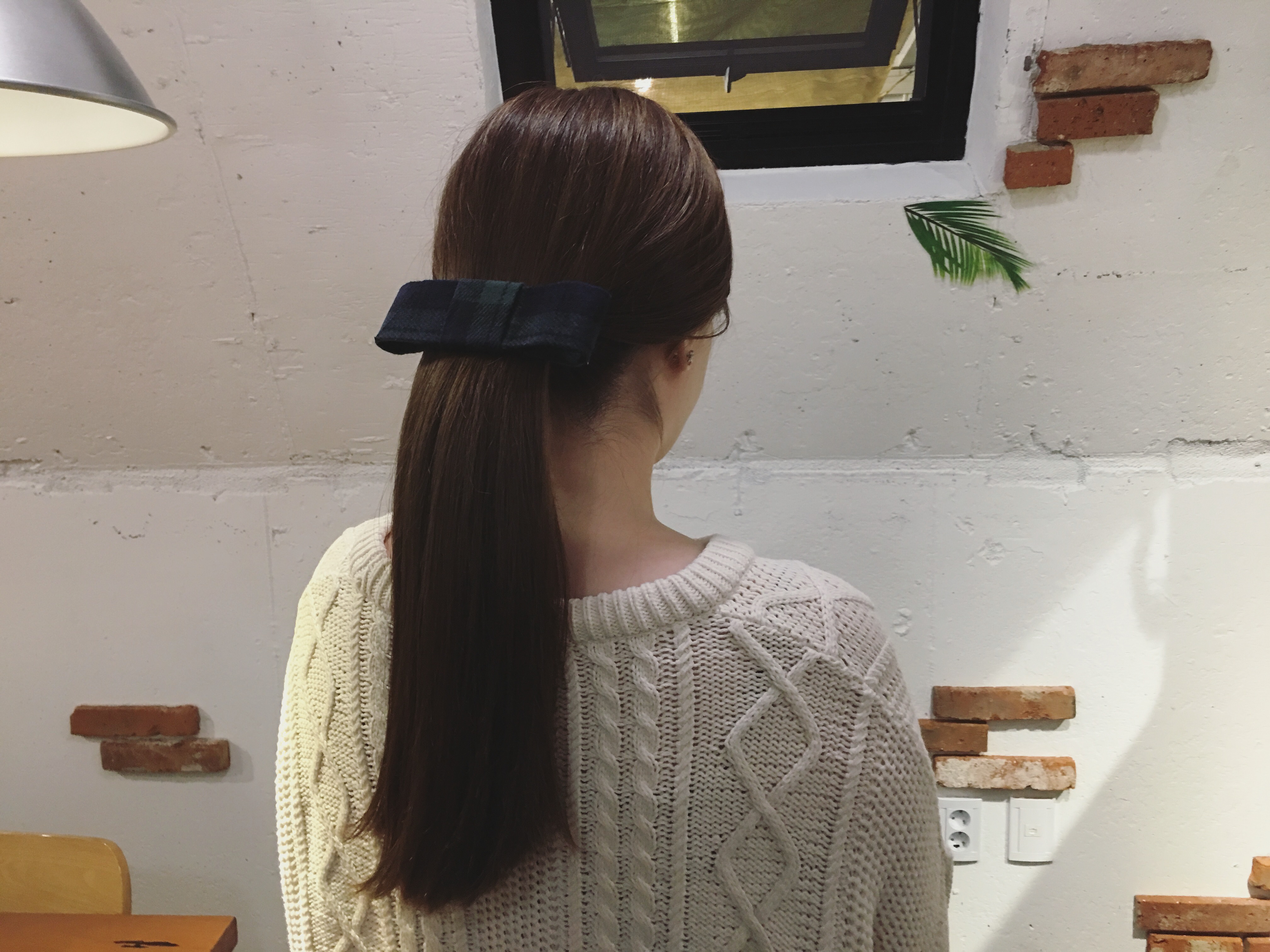 Hair Accessories Green check wool ribbon pin Handm