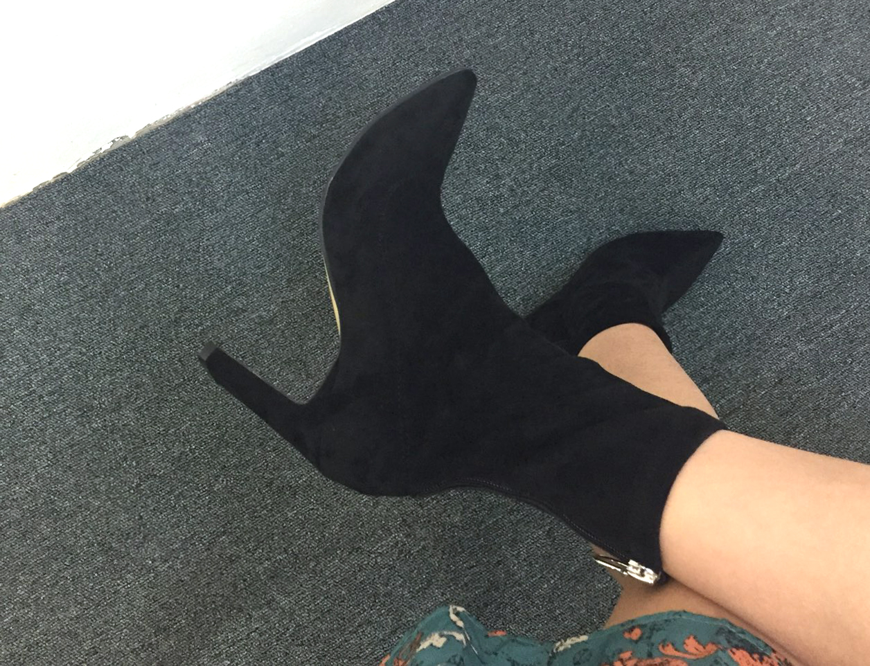 Fleur Rouge Suede Span Sax Angle Boots 9cm Ankle 2