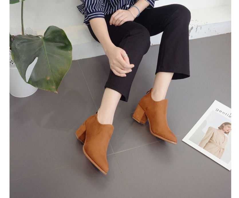 SB39_ imported brown black suede angle boots, 5.5 