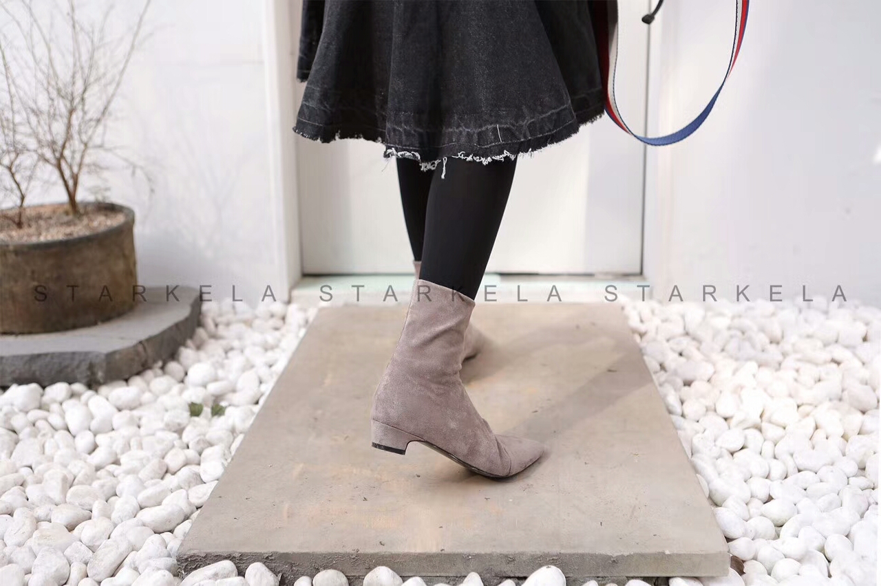 Basic Stiletto Knit Angle Boots 30s Women's Fas